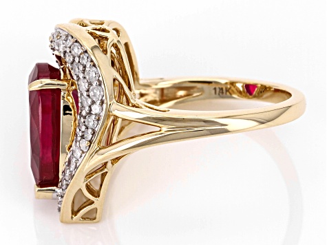 Red Mahaleo® Ruby And White Diamond 14k Yellow Gold Heart Ring