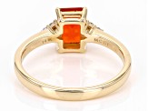 Fire Opal And White Diamond 14k Yellow Gold Ring 0.48ctw