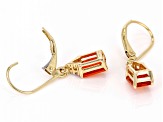 Fire Opal And White Diamond 14k Yellow Gold Dangle Earrings 0.92ctw