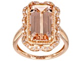 Peach Morganite And White Diamond 14k Rose Gold Ring 4.83ctw