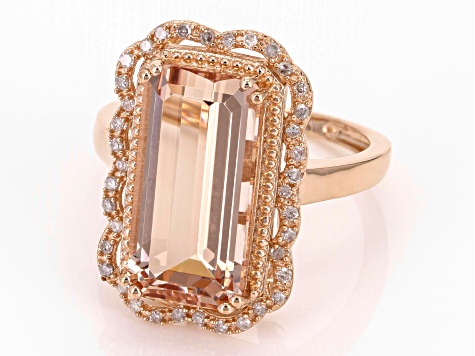 Peach Morganite And White Diamond 14k Rose Gold Ring 4.83ctw