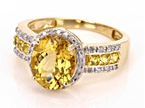 Yellow Beryl With Yellow Sapphire and White Diamond 14k Yellow Gold Ring 2.31ctw