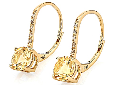 Yellow Beryl With White Diamond 14k Yellow Gold Earrings 1.42ctw