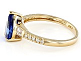 Blue Tanzanite With White Diamond And White Zircon 14k Yellow Gold Ring 1.41ctw