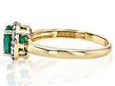 Green Emerald With White Diamond 14k Yellow Gold Ring 1.09ctw