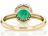 Green Emerald With White Diamond 14k Yellow Gold Ring 1.09ctw