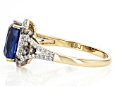 Blue Kyanite With White & Champagne Diamond 14k Yellow Gold Ring 2.81ctw
