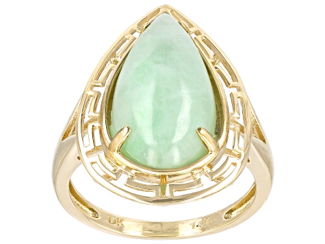 Green Jadeite 14k Yellow Gold Ring