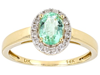 Picture of Emerald With Diamond 14k Yellow Gold Ring 0.80ctw
