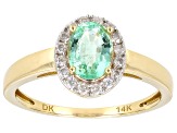 Emerald With Diamond 14k Yellow Gold Ring 0.80ctw