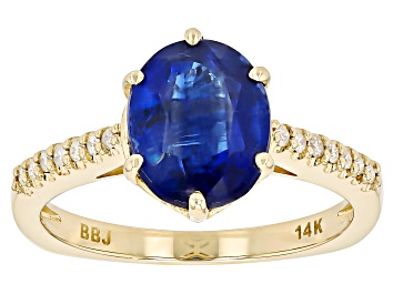 Picture of Blue Kyanite With White Diamond 14k Yellow Gold Ring 2.92ctw