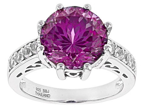 Purple Lab Created Color Change Sapphire Rhodium Over Silver Ring 4.88ctw