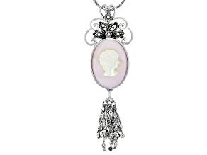 Pink Shell Sterling Silver Cameo Pendant With Chain