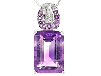 Picture of Purple Amethyst Sterling Silver Pendant With Chain 7.22ctw