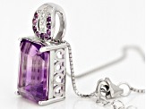 Purple Amethyst Sterling Silver Pendant With Chain 7.22ctw