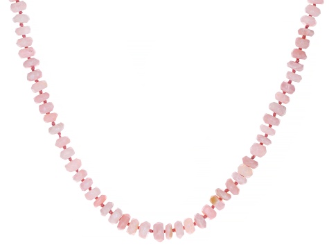 Pink Peruvian Opal Sterling Silver Bead Necklace