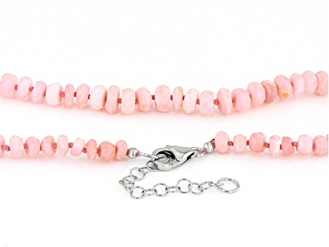 Pink Peruvian Opal Sterling Silver Bead Necklace