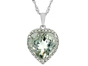Green Prasiolite Rhodium Over Sterling Silver Pendant With Chain 8.08ctw