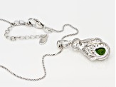 Green Russian chrome diopside sterling silver pendant with chain 2.99ctw