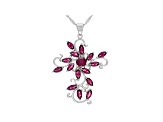 Raspberry Rhodolite Rhodium Over Sterling Silver Pendant with Chain 4.73ctw