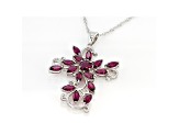 Raspberry Rhodolite Rhodium Over Sterling Silver Pendant with Chain 4.73ctw