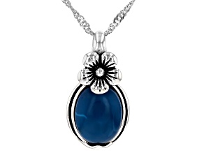 Blue Opal Sterling Silver Pendant With Chain