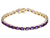Purple African amethyst 18k yellow gold over sterling silver tennis bracelet 11.18ctw