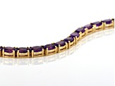 Purple African amethyst 18k yellow gold over sterling silver tennis bracelet 11.18ctw