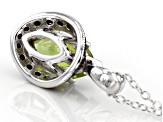 Green peridot rhodium over sterling silver pendant with chain 1.98ctw