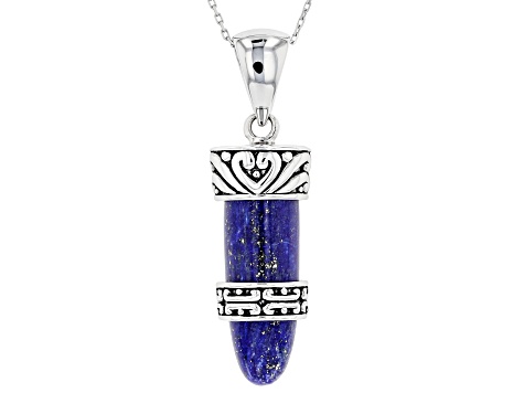 Blue Lapis Lazuli Silver Pendant With Chain