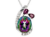 Mystic Fire® Green Topaz Rhodium Over Silver Pendant with Chain 6.25ctw