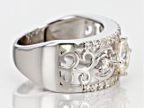 White Strontium Titanate And White Zircon Rhodium Over Sterling Silver Ring 2.14ctw