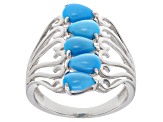 Blue Sleeping Beauty Turquoise Rhodium Over Sterling Silver Ring