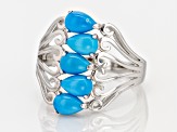Blue Sleeping Beauty Turquoise Rhodium Over Sterling Silver Ring