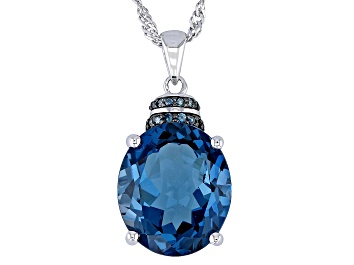 Picture of London Blue Topaz Rhodium Over Sterling Silver Pendant With Chain 8.27ctw