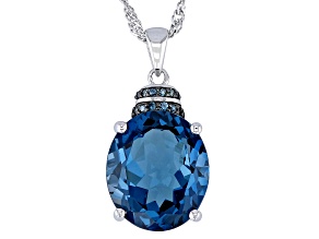 London Blue Topaz Rhodium Over Sterling Silver Pendant With Chain 8.27ctw