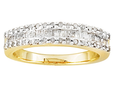 White Diamond 14K Yellow Gold Over Sterling Silver Band Ring 0.50ctw