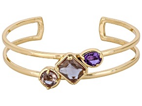 Mixed Shape Zandrite Bronze Open Design Cuff Bracelet