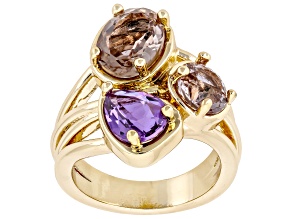 Mixed Shape Zandrite Bronze 3-Stone Ring