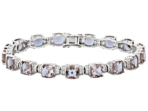 Zandrite and White Zircon Rhodium Over Sterling Silver Bracelet 19.94ctw