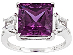 Square Zandrite and White Topaz Rhodium Over Sterling Silver Ring 5.55ctw