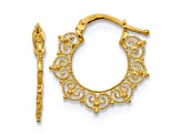 14k Yellow Gold 3/4 inch Polished Fancy Pattern Hoop Earrings