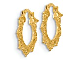 14k Yellow Gold 3/4 inch Polished Fancy Pattern Hoop Earrings