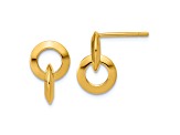 14K Yellow Gold Polished Circles Dangle Post Earrings