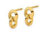 14K Yellow Gold Polished Circles Dangle Post Earrings