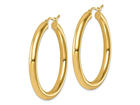14k Yellow Gold 1 9/16 inch Polished Hoop Earrings