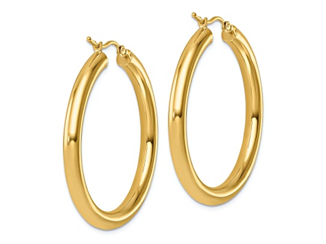 14k Yellow Gold 1 9/16 inch Polished Hoop Earrings