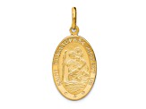 14K Yellow Gold Polished and Satin Oval Saint Christopher Pendant