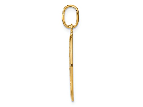 14K Yellow Gold Polished and Satin Oval Saint Christopher Pendant