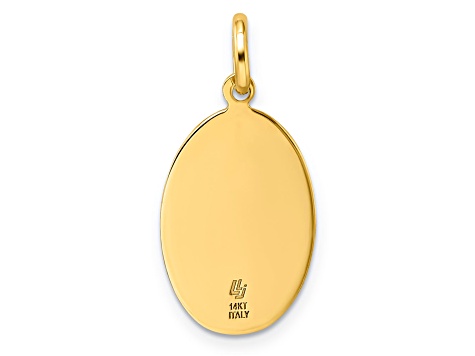 14K Yellow Gold Polished and Satin Oval Saint Christopher Pendant